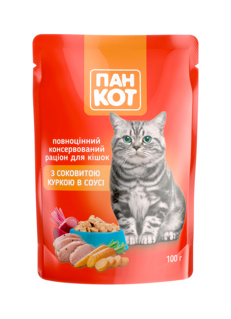 Вологий корм Пан Кіт для котів курка 100 г