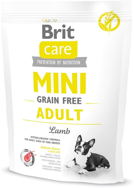 Сухий корм для дорослих собак мініатюрних порід Brit Care GF Mini Adult Lamb з ягням 400 г