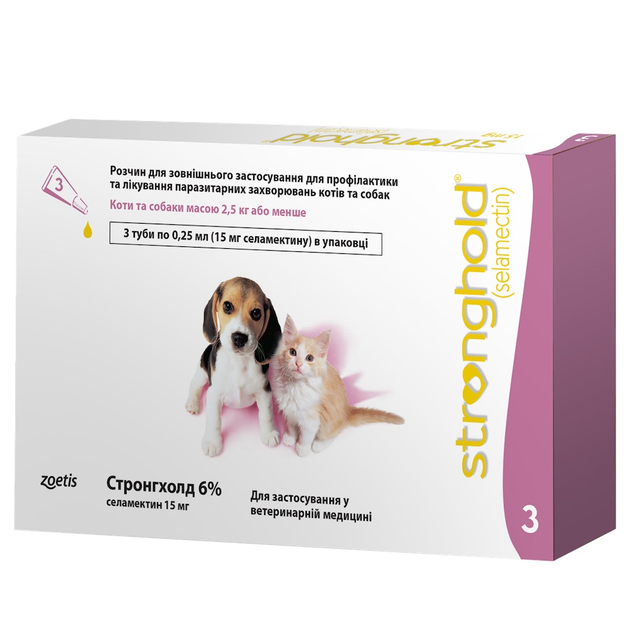 Від бліх та кліщів Zoetis Стронгхолд Протипаразитарні краплі для цуценят і кошенят 1 піпетка