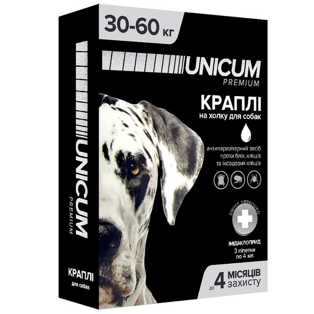 Краплі на холку Unicum Premium від бліх та кліщів для собак 30-60 кг №3 Unicum