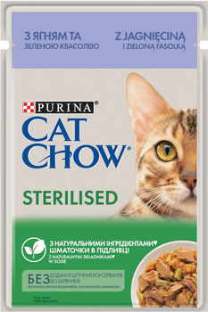 Вологий корм CAT CHOW Sterilised з ягням і зеленою квасолею для стерилізованих котів 85 г