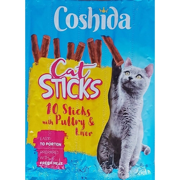 Лакомство для кошек Coshida Cat Sticks Liver & Poultry мясные палочки с печенью и курицей 5г по 10шт