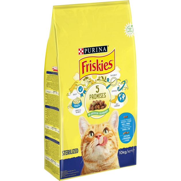 Сухий корм для кішок Purina Friskies Sterile з лососем і овочами 10 кг