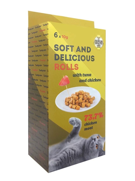 Роли-смаколики з куркою та сиром для котів, у стіках по 10 г, 6 шт/уп