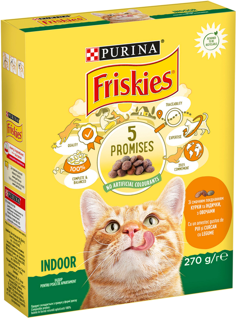 Сухий корм Purina Friskies Indoor для котів, що живуть у приміщенні - курка та садова трава 270 г