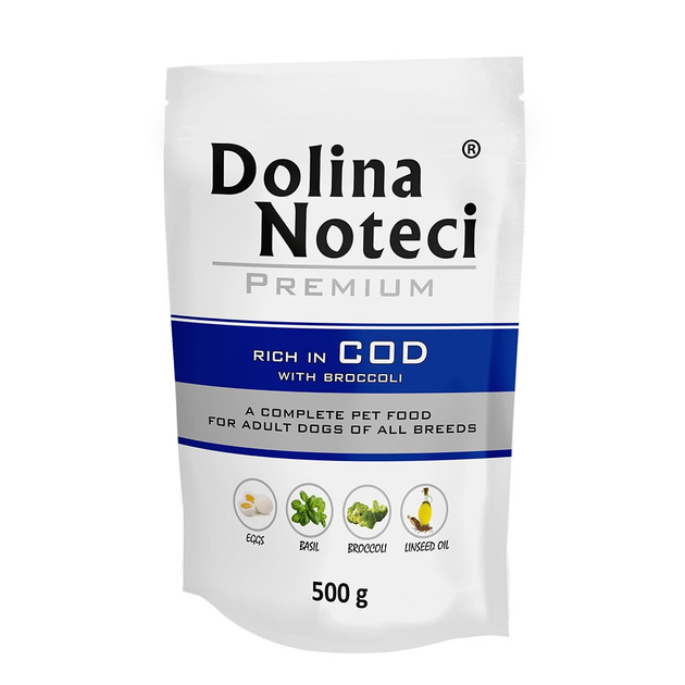 Пауч Dolina Noteci Premium  для собак з тріскою та броколлі, 500 гр (10 шт/уп)