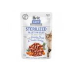 Беззерновий вологий корм для кастрованих котів Brit Care Cat pouch качка та індичка в желе 85 г-1