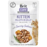 Беззерновий вологий корм для кошенят Brit Care Cat pouch пікантний лосось в желе 85 г-1