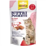 GimCat Nutri Pockets Beef & Malt Подушечки з яловичиною та солодом для котів 60 г-1
