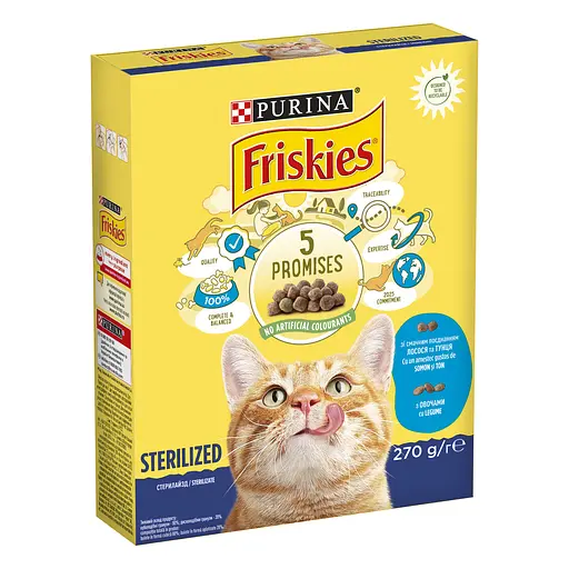 Сухий корм для стерилізованих котів Friskies з лососем та овочами 270 г