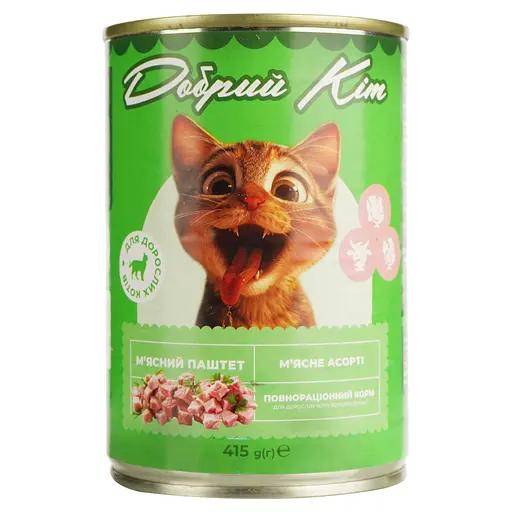 Вологий корм для котів Добрий Кіт паштет м'ясне асорті 415 г
