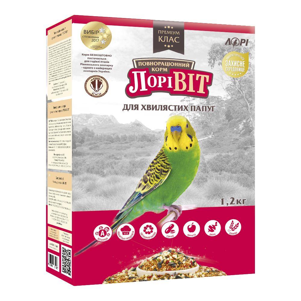 Корм для хвилястих папуг Лорівіт 3в1 - медовий, горіховий, фруктовий смаки 1,2кг