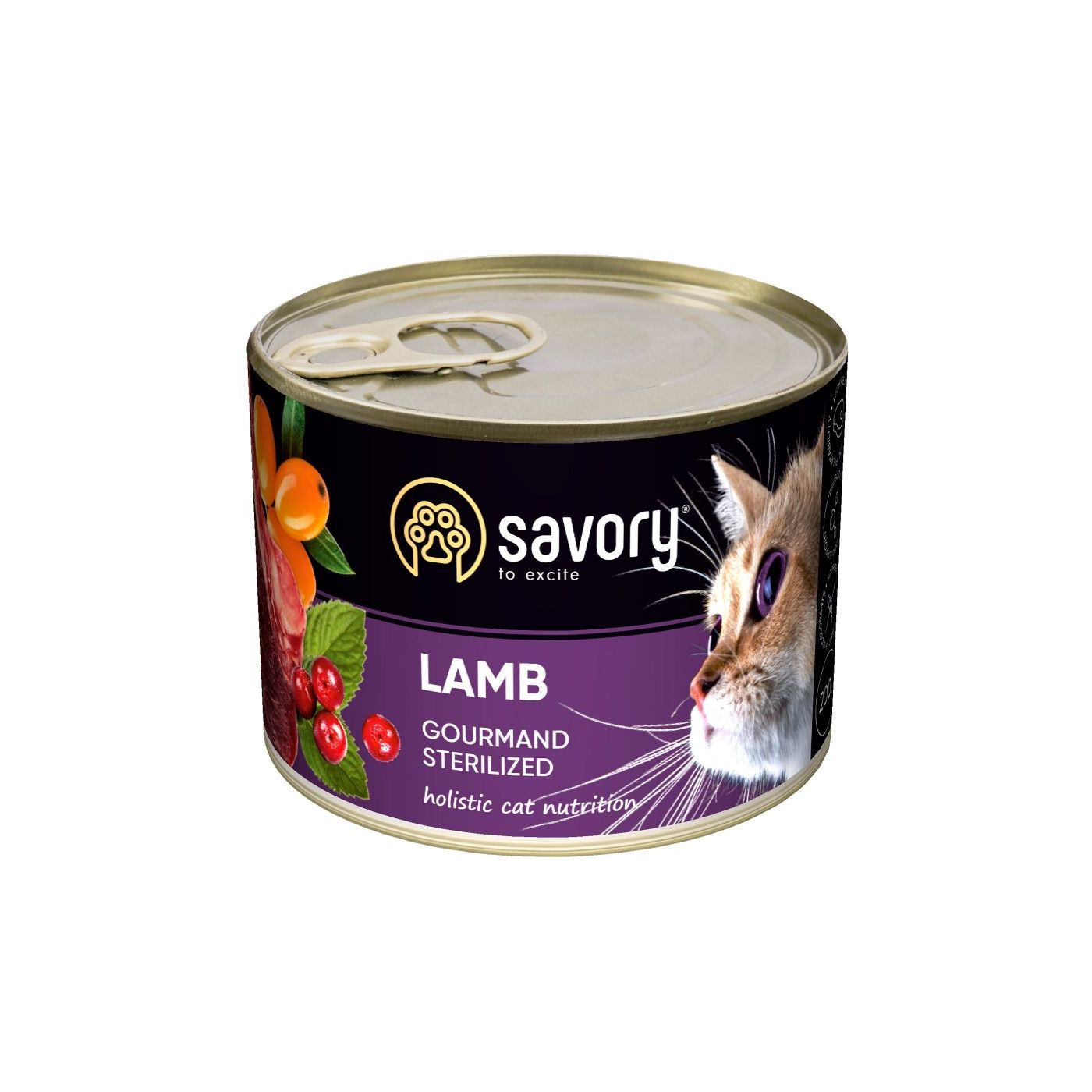 Корм вологий Savory Cat Can Adult Sterilised консерви для стерилізованих котів з ягням 200 г