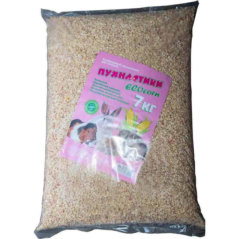 Кукурудзяний наповнювач для гризунів Пухнастики ECOcorn 7 кг