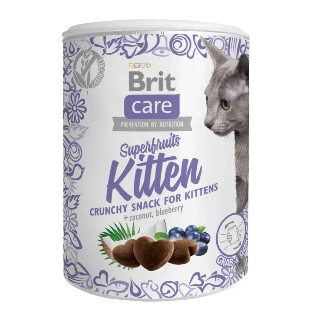 Ласощі для кошенят курка, кокос і чорниця Brit Care Superfruits Kitten 100 г