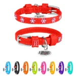 Нашийник червоний для собак шкіряний WAUDOG Glamour з клейовими стразами Квіти 19-25 см-1