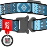 Нашийник для собак нейлоновий WAUDOG Nylon малюнок Етно синій металічна пряжка-фастекс 33-49 см-1