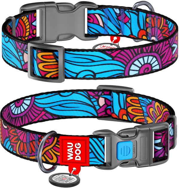 Нашийник для собак нейлоновий WAUDOG Nylon малюнок Літо пластиковий фастекс 25-35 см