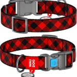 Нашийник для собак нейлоновий WAUDOG Nylon малюнок Шотландка червона 28-40 см-1