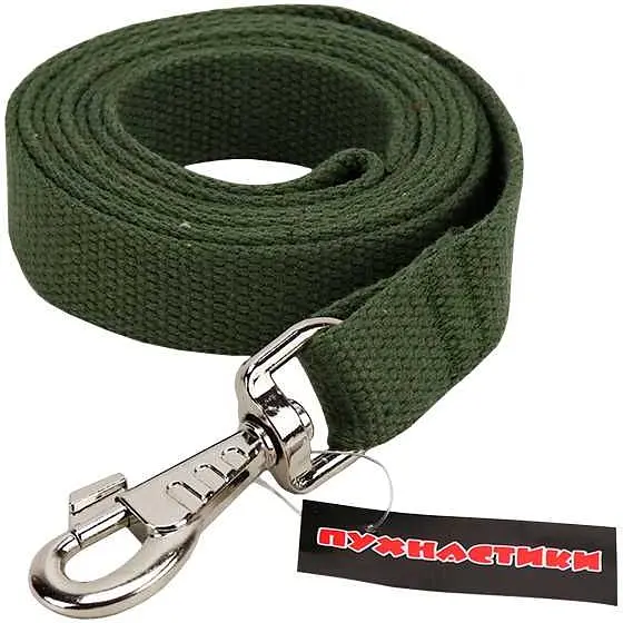 Повідець брезентовий Пухнастики зелений 35 мм/2 м