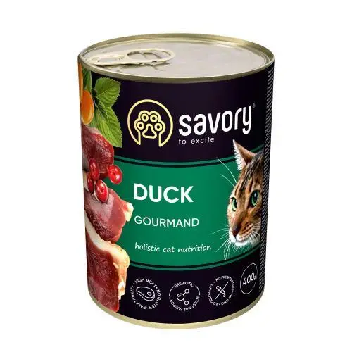 Savory CAT Can Adult Duck вологий корм для вибагливих котів з качкою 400 г