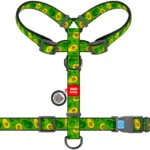 Шлея для собак анатомічна H-подібна WAUDOG Nylon, малюнок Авокадо, розмір L-1