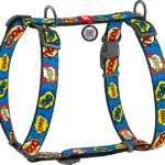 Шлея для собак анатомічна H-подібна WAUDOG Nylon, малюнок ВАУ, розмір М-1
