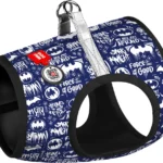 Шлея для собак м’яка WAUDOG Clothes з QR Бетмен біло-блакитний XS3-1