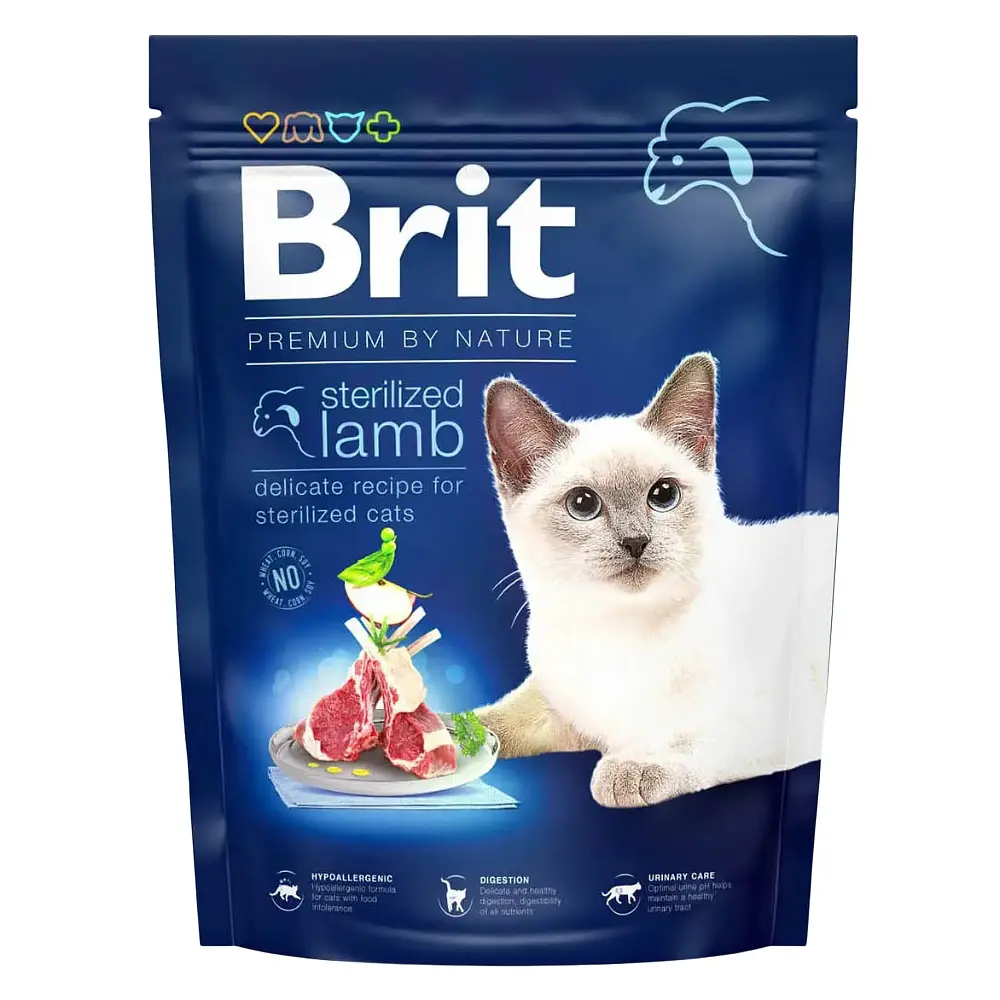 Сухий корм для стерилізованих котів Brit Premium by Nature Cat Sterilized Lamb з ягням 300 г