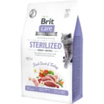 Сухий корм для стерилізованих котів і котів з надмірною вагою Brit Care Cat GF Sterilized Weight Control зі свіжою качкою та індичкою 400 г-1