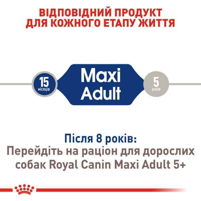 Сухий корм Royal Canin Maxi Adult для дорослих собак великих порід, з м’ясом птиці і кукурудзою, 15 кг-3