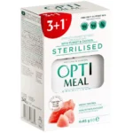 Упаковка повнораціонного консервованого корму Optimeal для стерилізованих кішок і кастрованих кішок з індичкою та курячим філе в соусі 340 г (4 шт. по 85 г)-1