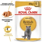 Вологий корм для дорослих кішок породи британська короткошерста Royal Canin British Shorthair Adult шматочки в підливі 85 г-1