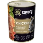 Вологий корм для дорослих стерилізованих котів Savory Cat Can Adult Sterilised з куркою 400 г-1