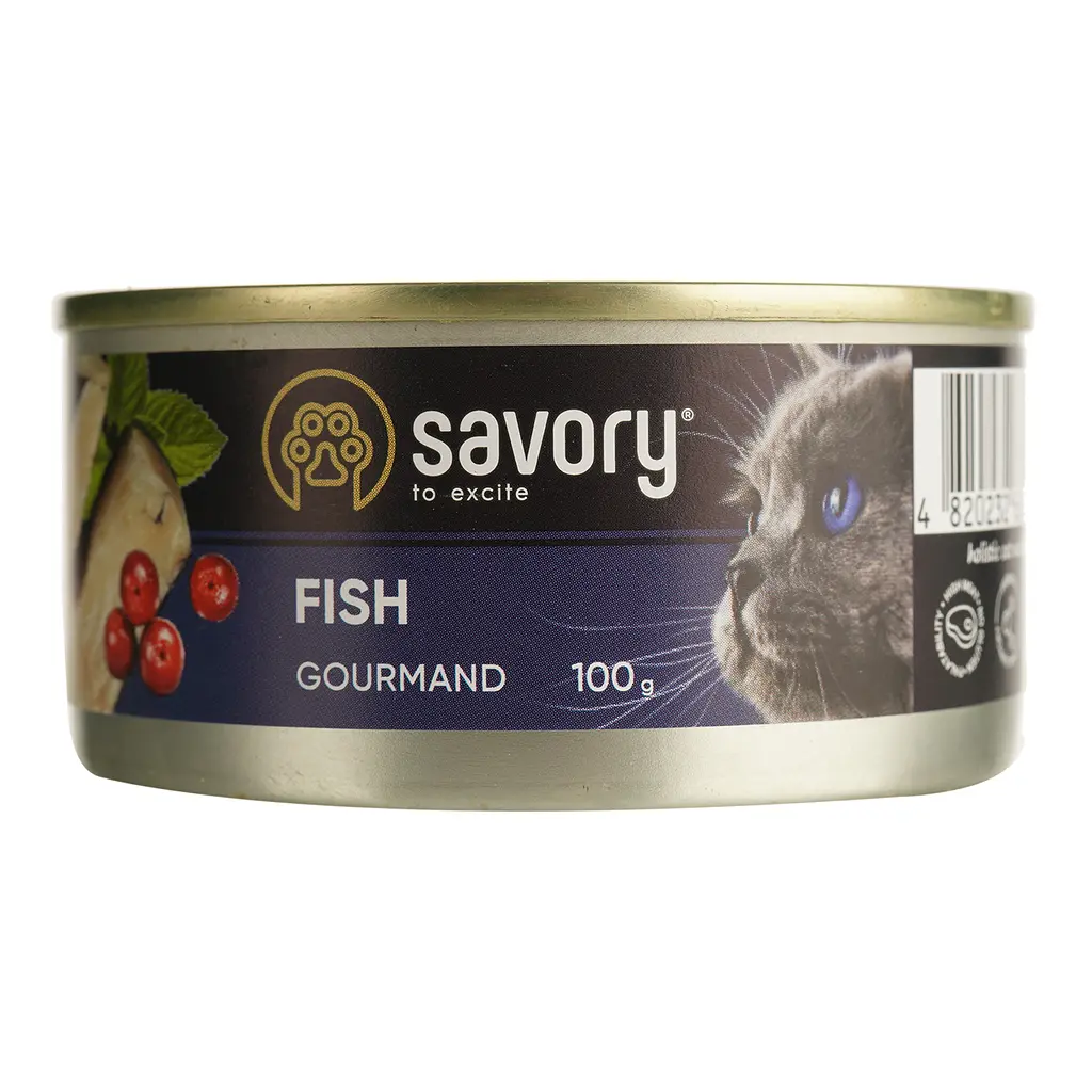 Вологий корм для дорослих вибагливих котів Savory Cat Can Adult з рибою 100 г