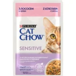 Вологий корм для котів Cat Chow Sensetive з лососем та цукіні 85 г-1