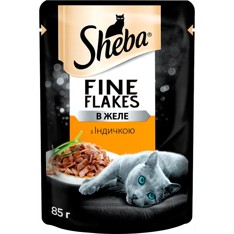 Вологий корм для котів Sheba, з індичкою в желе 85г