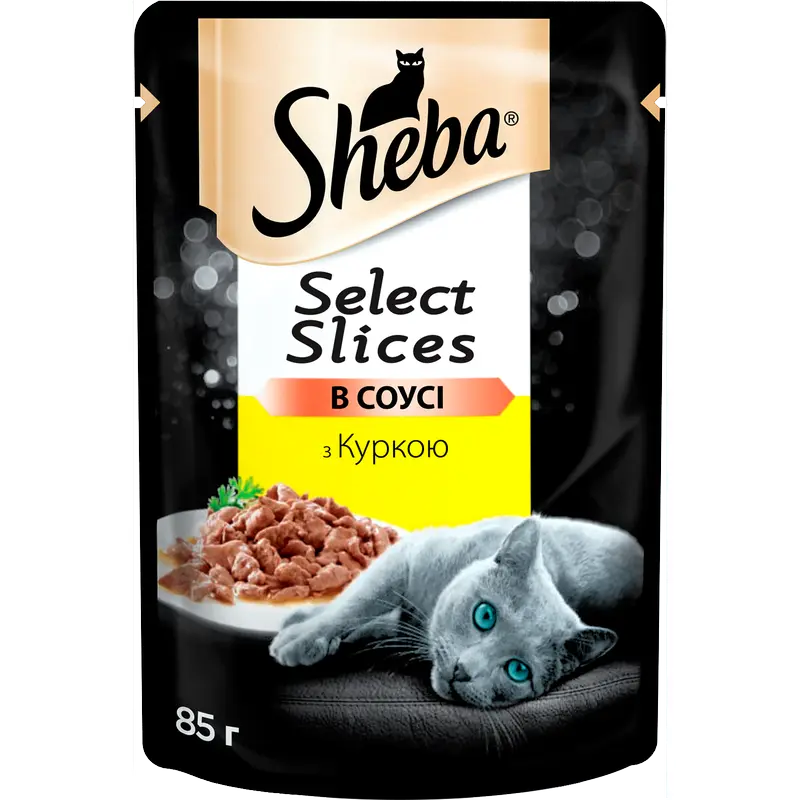 Вологий корм для котів Sheba, з куркою в соусі 85г