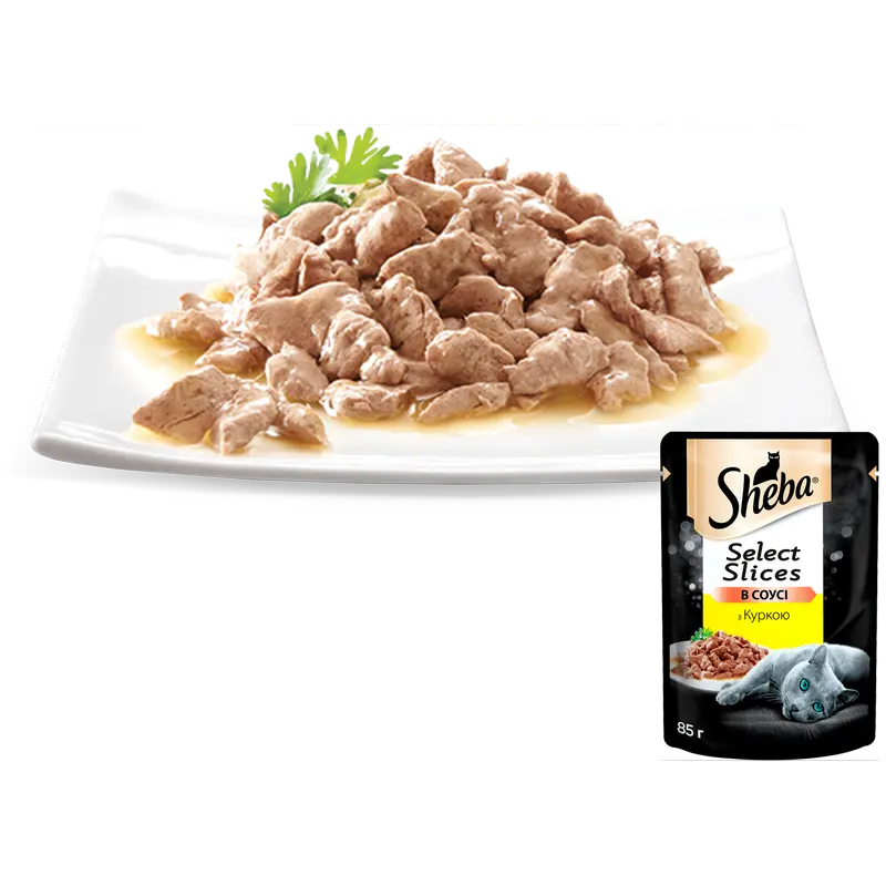 Вологий корм для котів Sheba, з куркою в соусі 85г-3