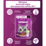Вологий корм для котів Whiskas з лососем у соусі 85 г-1