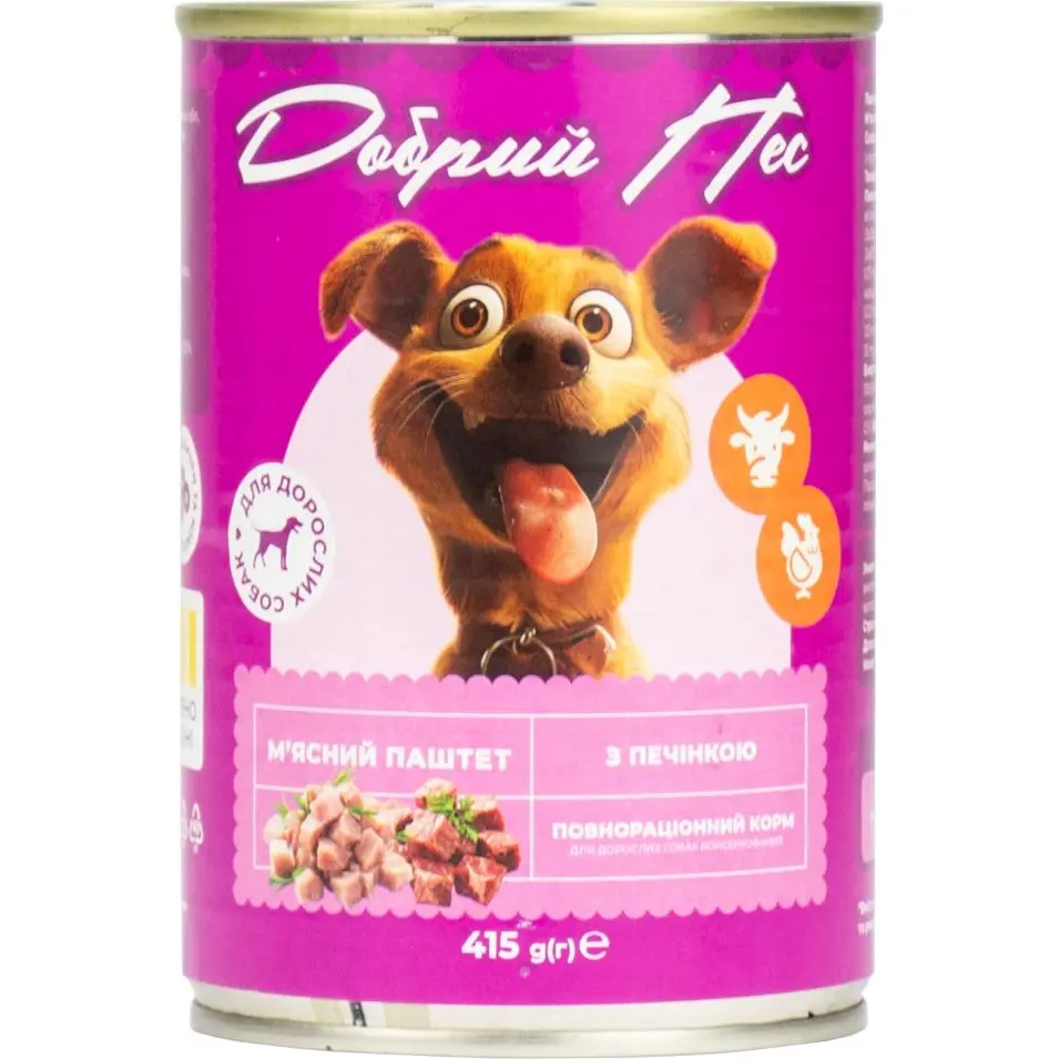 Вологий корм для собак Добрий Пес паштет з печінкою 415г