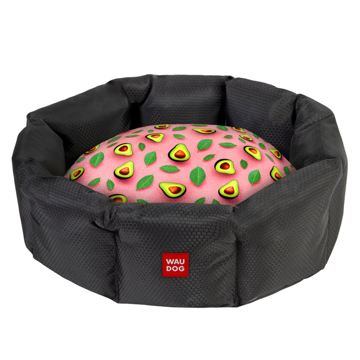 Лежанка для собак WAUDOG Relax малюнок "Авокадо на рожевому" M, Ширина 42 см, Довжина 52 см, Висота 19 см