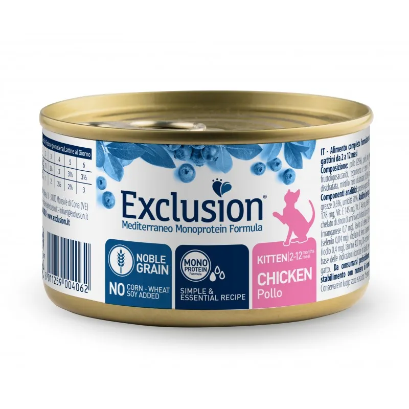 Exclusion Cat Monoprotein Noble Grain Urinary Kitten Chicken вологий корм монопротеїновий з куркою для кошенят 85 г