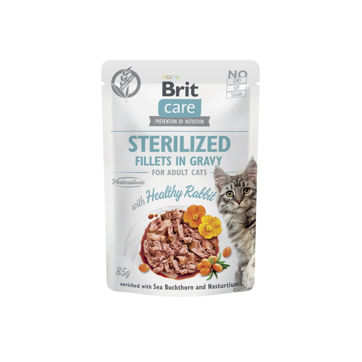 Корм вологий Бріт Кеа Brit Care Fillets in Gravy Healthy Rabbit Sterilized для стерилізованих котів філе в соусі з кроликом 85 г