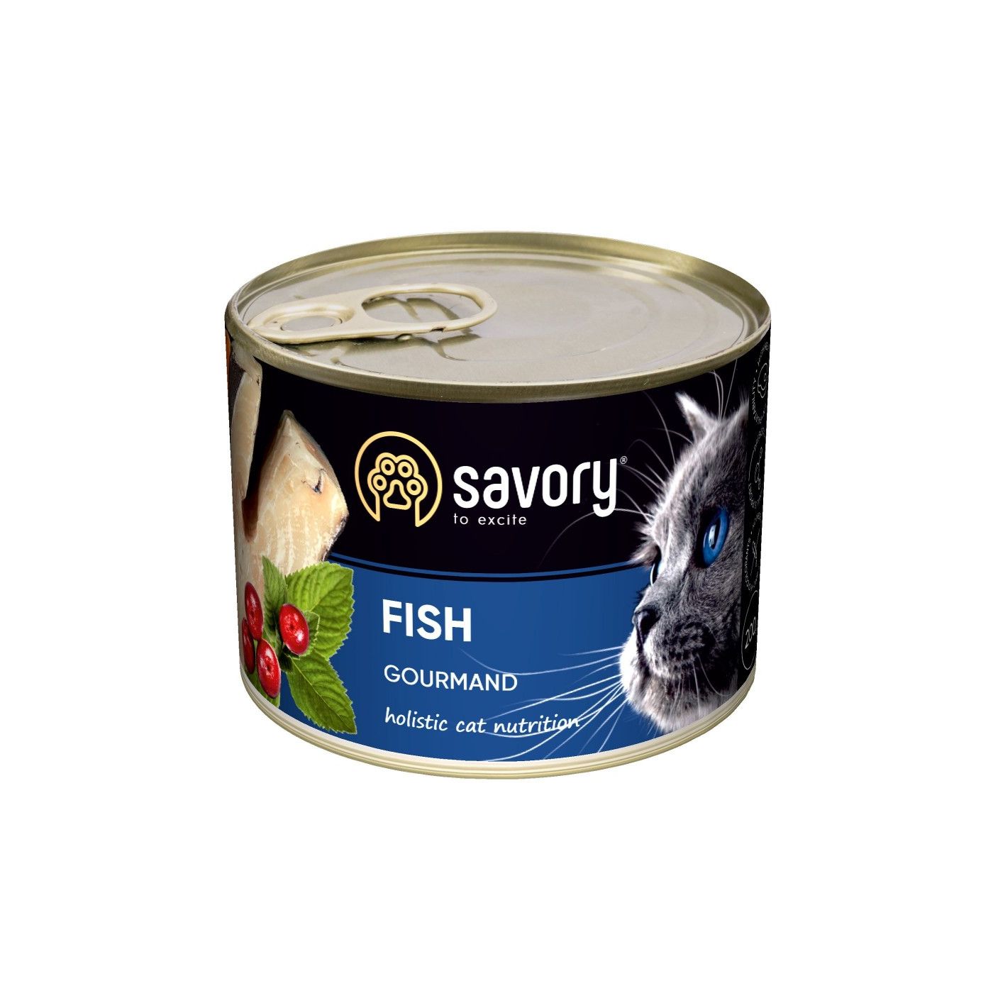 Корм вологий Savory Cat Can Adult Fish консерви для вибагливих котів з рибою 200 г