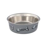 Миска Trixie для котів на гумовій основі з рибками пластикове покриття металева 12 см 250 мл-1