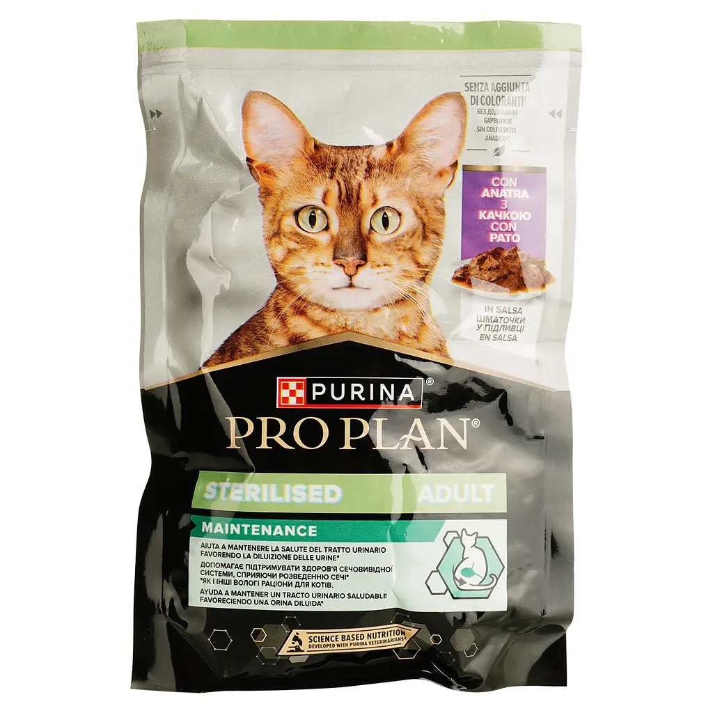 Вологий корм для котів після стерилізації Purina Pro Plan Sterilised шматочки у підливці з качкою 85 г