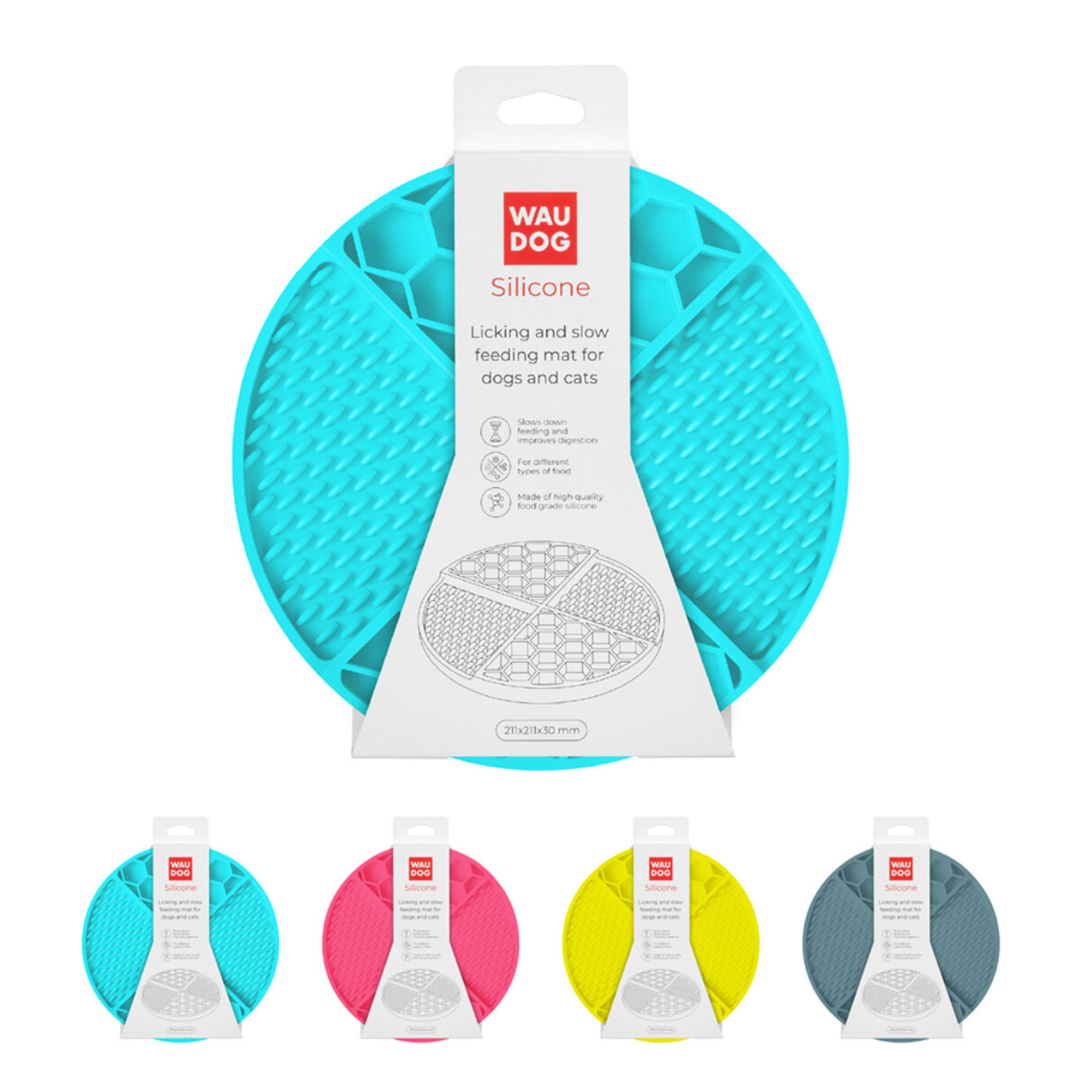 Килимок для злизування і повільного харчування WAUDOG Silicone 211х211х30 мм