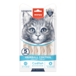 Wanpy Functional Creamy Lickable Treat Hairball Contro Ванпі рідкі ласощі для виведення шерсті для котів 5 шт по 14 г-1